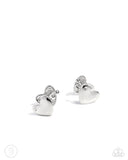 Valentines Vanity - White Cuff Earrings - Paparazzi Accessories Post Earrings Bedazzle Me Pretty Mobile Fashion Boutique