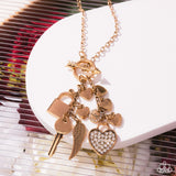 Valentines Venture - Gold Necklace - Paparazzi Accessories Necklace Bedazzle Me Pretty Mobile Fashion Boutique