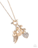 Valentines Venture - Gold Necklace - Paparazzi Accessories Necklace Bedazzle Me Pretty Mobile Fashion Boutique
