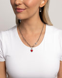 Valuable Valor - Red Necklace - Paparazzi Accessories Necklace Bedazzle Me Pretty Mobile Fashion Boutique