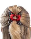 Vaudeville Value - Red Hair Clip - Paparazzi Accessories Hair Clip Bedazzle Me Pretty Mobile Fashion Boutique