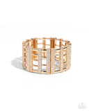 Vertical Vanity - Gold Bracelet - Paparazzi Accessories Bracelet Bedazzle Me Pretty Mobile Fashion Boutique