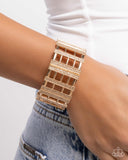 Vertical Vanity - Gold Bracelet - Paparazzi Accessories Bracelet Bedazzle Me Pretty Mobile Fashion Boutique