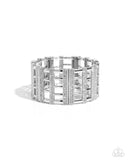 Vertical Vanity - White Bracelet - Paparazzi Accessories Bracelet Bedazzle Me Pretty Mobile Fashion Boutique