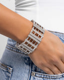 Vertical Vanity - White Bracelet - Paparazzi Accessories Bracelet Bedazzle Me Pretty Mobile Fashion Boutique