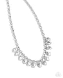 Vicious Vibrancy - White Necklace - Paparazzi Accessories Necklace Bedazzle Me Pretty Mobile Fashion Boutique