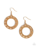 Vineyard Valentine - Gold Earrings - Paparazzi Accessories Earrings Bedazzle Me Pretty Mobile Fashion Boutique