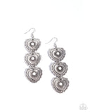 Vintage Allure - White Earrings - Paparazzi Accessories Earrings Bedazzle Me Pretty Mobile Fashion Boutique