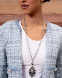Vintage Selfie - White Necklace - Paparazzi Accessories Necklace Bedazzle Me Pretty Mobile Fashion Boutique
