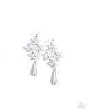Vintage Veining - White Earrings - Paparazzi Accessories Earrings Bedazzle Me Pretty Mobile Fashion Boutique