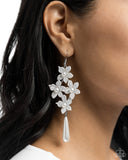 Vintage Veining - White Earrings - Paparazzi Accessories Earrings Bedazzle Me Pretty Mobile Fashion Boutique