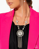Virtuous Venture - White Necklace - Paparazzi Accessories Necklace Bedazzle Me Pretty Mobile Fashion Boutique
