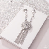 Virtuous Venture - White Necklace - Paparazzi Accessories Necklace Bedazzle Me Pretty Mobile Fashion Boutique