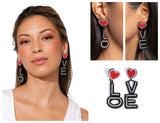 Visible Valentines - Black Post Earrings - Paparazzi Accessories Post Earrings Bedazzle Me Pretty Mobile Fashion Boutique