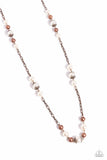 Wall Street Waltz - Copper Necklace - Paparazzi Accessories Necklace Bedazzle Me Pretty Mobile Fashion Boutique