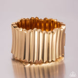 Warped Welding - Gold Bracelet - Paparazzi Accessories Bracelet Bedazzle Me Pretty Mobile Fashion Boutique