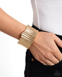 Warped Welding - Gold Bracelet - Paparazzi Accessories Bracelet Bedazzle Me Pretty Mobile Fashion Boutique