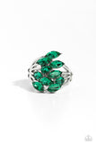 Wave of Whimsy - Green Ring - Paparazzi Accessories Ring Bedazzle Me Pretty Mobile Fashion Boutique