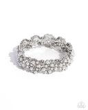 Were You Dazzled? - White Bracelet - Paparazzi Accessories Bracelet Bedazzle Me Pretty Mobile Fashion Boutique