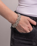 Were You Dazzled? - White Bracelet - Paparazzi Accessories Bracelet Bedazzle Me Pretty Mobile Fashion Boutique