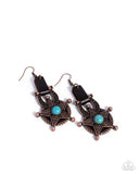 Western Warden - Copper Earrings - Paparazzi Accessories Earrings Bedazzle Me Pretty Mobile Fashion Boutique