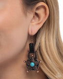 Western Warden - Copper Earrings - Paparazzi Accessories Earrings Bedazzle Me Pretty Mobile Fashion Boutique