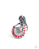 Western Wraparound - Red Ring - Paparazzi Accessories Ring Bedazzle Me Pretty Mobile Fashion Boutique