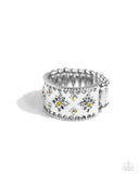 Whimsical Wallpaper - Yellow Ring - Paparazzi Accessories Ring Bedazzle Me Pretty Mobile Fashion Boutique