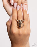 Whimsical Wildlife - Gold Ring - Paparazzi Accessories Ring Bedazzle Me Pretty Mobile Fashion Boutique