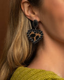 Whimsical Wrangler - Black Post Earrings - Paparazzi Accessories Post Earrings Bedazzle Me Pretty Mobile Fashion Boutique