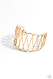 Wickedly Wired - Gold Bracelet - Paparazzi Accessories Bracelet Bedazzle Me Pretty Mobile Fashion Boutique