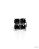 Window Whimsy - Black Ring - Paparazzi Accessories Ring Bedazzle Me Pretty Mobile Fashion Boutique