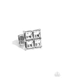 Window Whimsy - White Ring - Paparazzi Accessories Ring Bedazzle Me Pretty Mobile Fashion Boutique