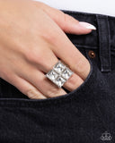 Window Whimsy - White Ring - Paparazzi Accessories Ring Bedazzle Me Pretty Mobile Fashion Boutique