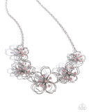 Wiry Wallflowers - Pink Necklace - Paparazzi Accessories Necklace Bedazzle Me Pretty Mobile Fashion Boutique