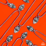 Wolf Warrior  - Silver Mens Necklace - Paparazzi Accessories Mens Necklace Bedazzle Me Pretty Mobile Fashion Boutique