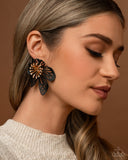 Wonderland Wallflower - Black Post Earrings - Paparazzi Accessories Post Earrings Bedazzle Me Pretty Mobile Fashion Boutique