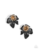 Wonderland Wallflower - Black Post Earrings - Paparazzi Accessories Post Earrings Bedazzle Me Pretty Mobile Fashion Boutique