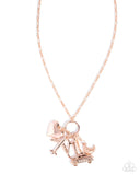 World Tour - Rose Gold Lanyard - Paparazzi Accessories Lanyard Bedazzle Me Pretty Mobile Fashion Boutique