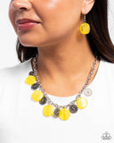 Worthwhile Wheels - Yellow Necklace - Paparazzi Accessories Necklace Bedazzle Me Pretty Mobile Fashion Boutique