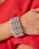 Woven Wardrobe - White Bracelet - Paparazzi Accessories Bracelet Bedazzle Me Pretty Mobile Fashion Boutique