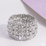 Woven Wardrobe - White Bracelet - Paparazzi Accessories Bracelet Bedazzle Me Pretty Mobile Fashion Boutique