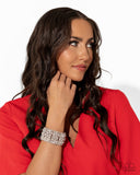 Woven Wardrobe - White Bracelet - Paparazzi Accessories Bracelet Bedazzle Me Pretty Mobile Fashion Boutique