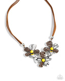 Woven Welcome - Yellow Necklace - Paparazzi Accessories Necklace Bedazzle Me Pretty Mobile Fashion Boutique