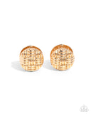 Woven Wisdom - Gold Earrings - Paparazzi Accessories Earrings Bedazzle Me Pretty Mobile Fashion Boutique