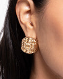 Woven Wisdom - Gold Earrings - Paparazzi Accessories Earrings Bedazzle Me Pretty Mobile Fashion Boutique