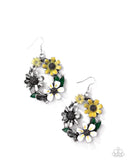 Wreathed Weekday - Yellow Earrings - Paparazzi Accessories Earrings Bedazzle Me Pretty Mobile Fashion Boutique
