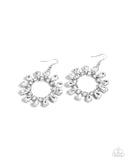 Wreathed Wish - White Earrings - Paparazzi Accessories Earrings Bedazzle Me Pretty Mobile Fashion Boutique