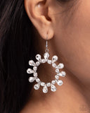 Wreathed Wish - White Earrings - Paparazzi Accessories Earrings Bedazzle Me Pretty Mobile Fashion Boutique