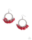 Wreathed Wisteria - Red Earrings - Paparazzi Accessories Earrings Bedazzle Me Pretty Mobile Fashion Boutique